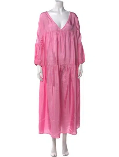 Pre-owned Anaak Silk Long Dress In Pink