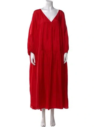 Pre-owned Anaak Silk Long Dress In Red