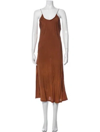 Pre-owned Anaak Silk Midi Length Dress In Orange