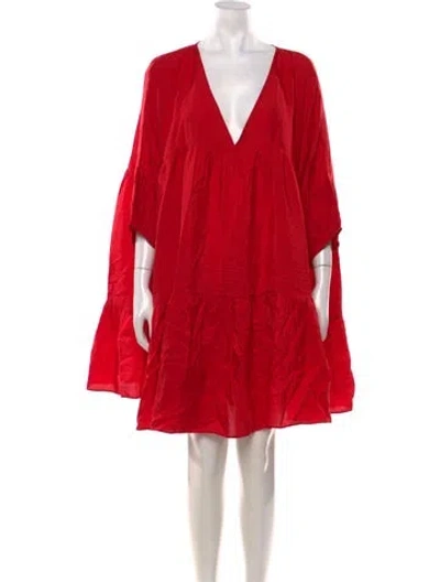 Pre-owned Anaak Silk Midi Length Dress In Red