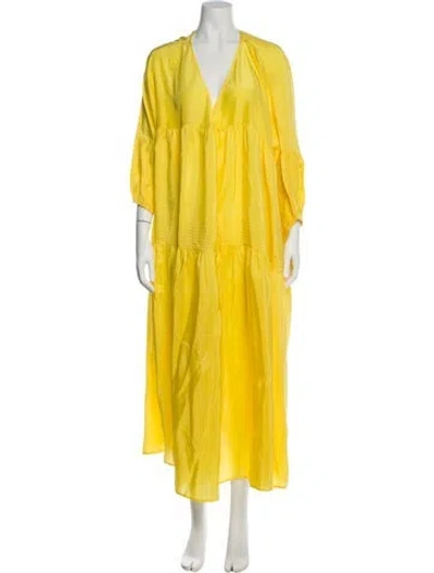 Pre-owned Anaak Silk Midi Length Dress W/ Tags In Yellow
