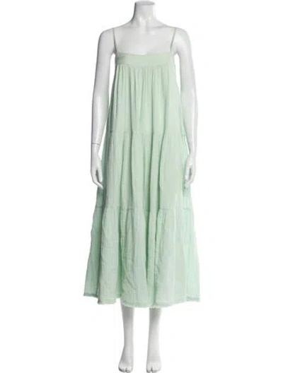 Pre-owned Anaak Square Neckline Long Dress In Green
