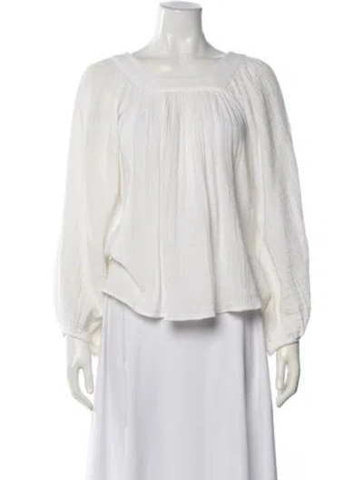 Pre-owned Anaak Square Neckline Long Sleeve Blouse In White