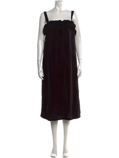 Pre-owned Anaak Square Neckline Midi Length Dress In Black