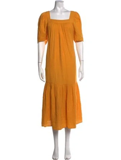 Pre-owned Anaak Square Neckline Midi Length Dress In Yellow