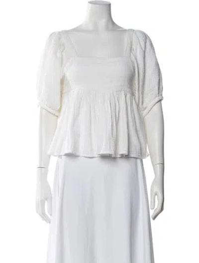 Pre-owned Anaak Square Neckline Short Sleeve Blouse In Neutral