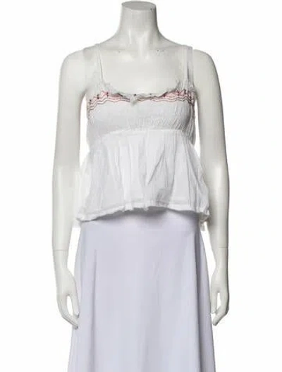 Pre-owned Anaak Square Neckline Sleeveless Crop Top In White