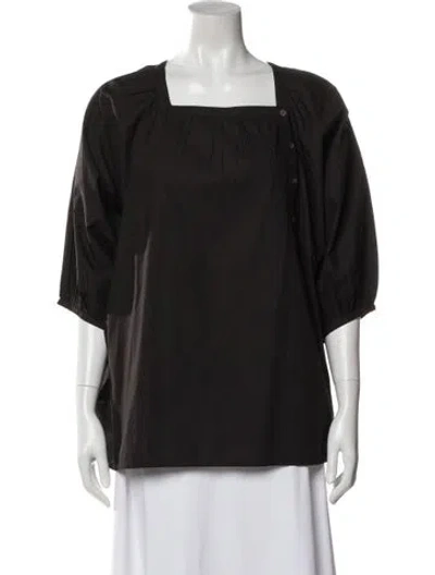 Pre-owned Anaak Square Neckline Three-quarter Sleeve Blouse In Black