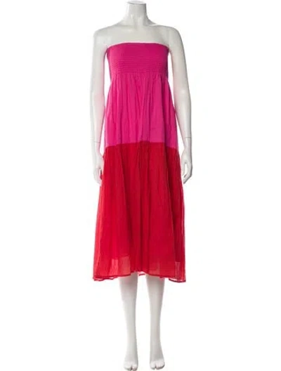 Pre-owned Anaak Strapless Knee-length Dress In Pink