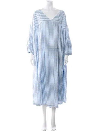 Pre-owned Anaak Striped Long Dress In Blue