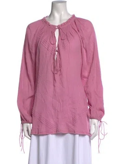 Pre-owned Anaak Tie Neck Long Sleeve Blouse In Pink