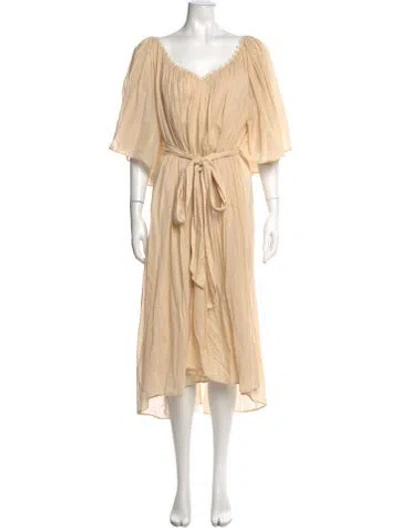Pre-owned Anaak V-neck Long Dress In Neutral