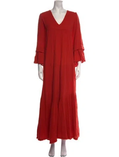 Pre-owned Anaak V-neck Long Dress In Orange