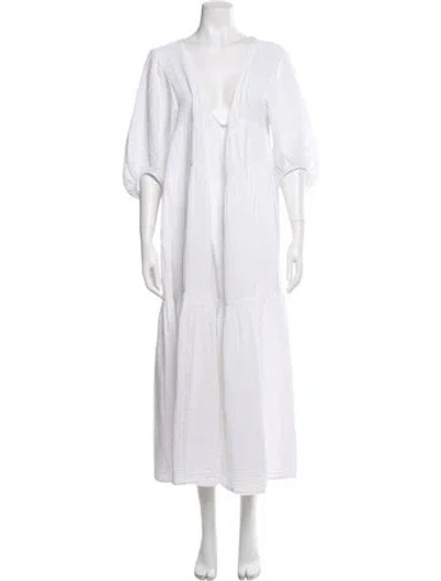 Pre-owned Anaak V-neck Long Dress In White