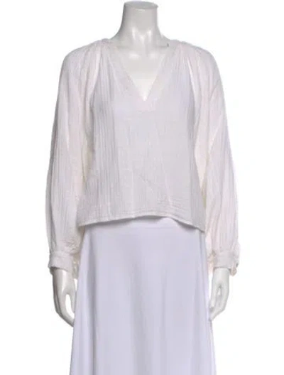 Pre-owned Anaak V-neck Long Sleeve Blouse In White