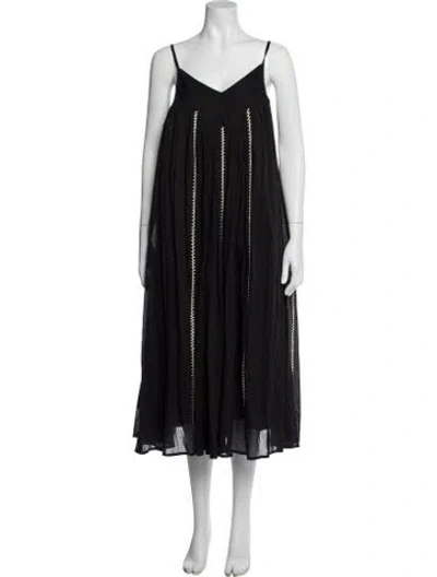 Pre-owned Anaak V-neck Midi Length Dress W/ Tags In Black