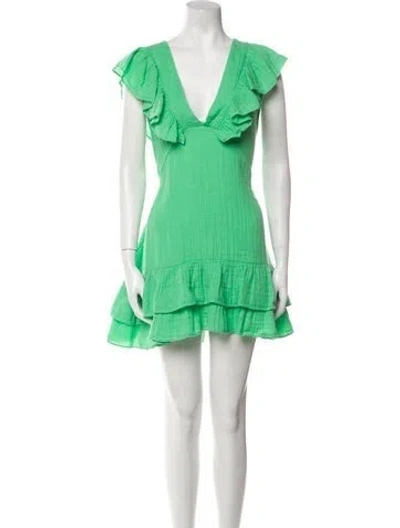 Pre-owned Anaak V-neck Mini Dress In Green