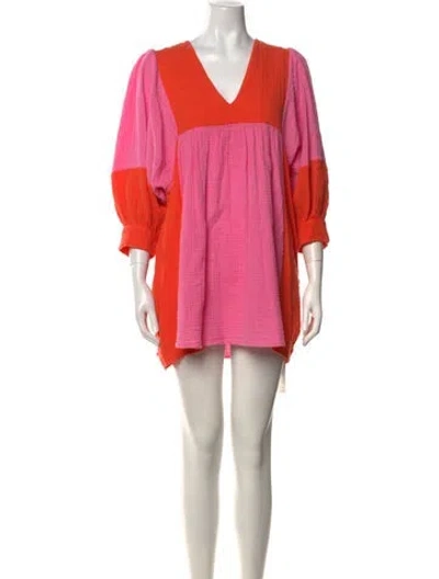 Pre-owned Anaak V-neck Mini Dress In Multi