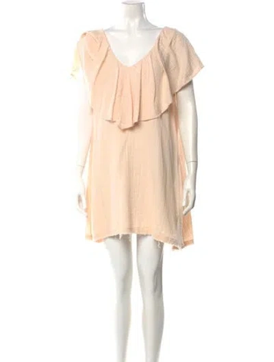 Pre-owned Anaak V-neck Short Sleeve Blouse In Neutral