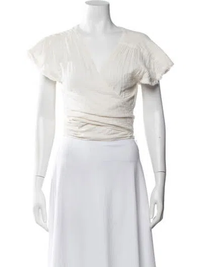 Pre-owned Anaak V-neck Short Sleeve Top In White