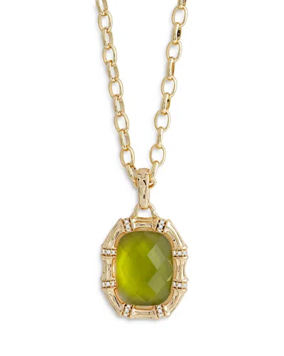 Anabel Aram Bamboo Stone Pendant Necklace In 18k Gold Plated, 18- 20 In Green/gold