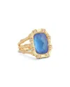Anabel Aram Bamboo Stone Statement Ring In 18k Gold Plated In Blue