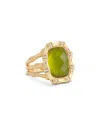 Anabel Aram Bamboo Stone Statement Ring In 18k Gold Plated In Green