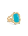 Anabel Aram Bamboo Stone Statement Ring In 18k Gold Plated In Turquoise