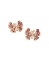Anabel Aram Butterfly Pave Stud Earrings In 18k Gold Plated In Pink/gold