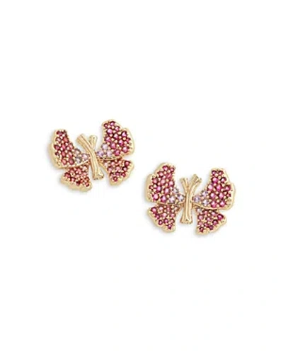 Anabel Aram Butterfly Pave Stud Earrings In 18k Gold Plated In Pink