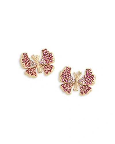 Anabel Aram Butterfly Pave Stud Earrings In 18k Gold Plated In Pink/gold