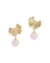Anabel Aram Butterfly Rose Quartz Drop Earrings In 18k Gold Plated In Pink/gold