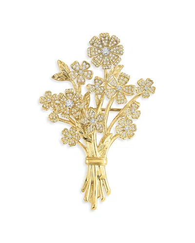 Anabel Aram Crystal Wildflower Brooch In Gold