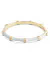 Anabel Aram Enamel Bamboo Shaped Hinge Bangle Bracelet In Blue
