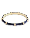 Anabel Aram Enamel Bamboo Shaped Hinge Bangle Bracelet In Dark Blue/gold