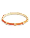 Anabel Aram Enamel Bamboo Shaped Hinge Bangle Bracelet In Orange/gold