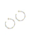 Anabel Aram Enamel Bamboo Shaped Hoop Earrings In Blue