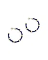 Anabel Aram Enamel Bamboo Shaped Hoop Earrings In Dark Blue