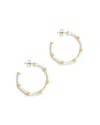 Anabel Aram Enamel Bamboo Shaped Hoop Earrings In White