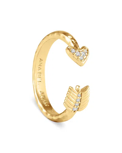 Anabel Aram Heart Arrow Ring In Gold