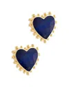 Anabel Aram Heart Lapis & 18k Yellow Gold Plated Stud Earrings, 0.5l