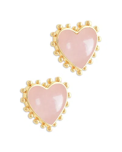 Anabel Aram Heart Stone & 18k Yellow Gold Plated Stud Earrings, 0.5l