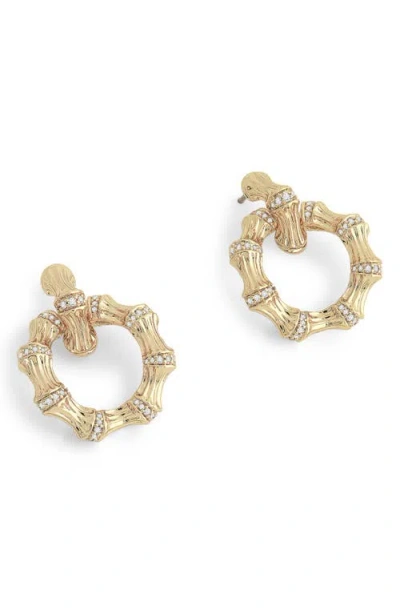 Anabel Aram Jewelry Bamboo Double Hoop Earrings In Gold