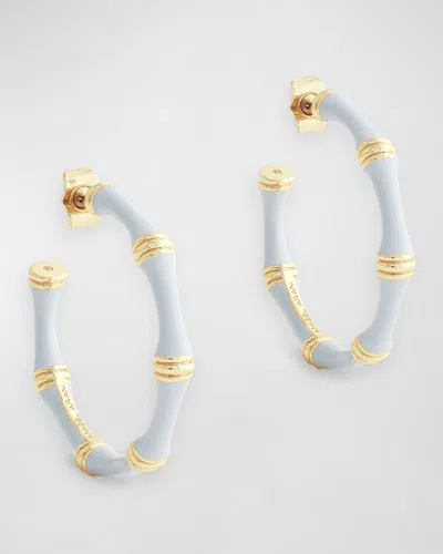 Anabel Aram Jewelry Bamboo Enameled Hoop Earrings In Blue