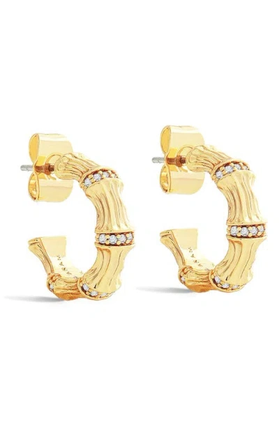 Anabel Aram Jewelry Bamboo Huggie Hoop Earrings In Gold