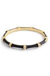 Anabel Aram Jewelry Bamboo Texture Enameled Bangle In Black