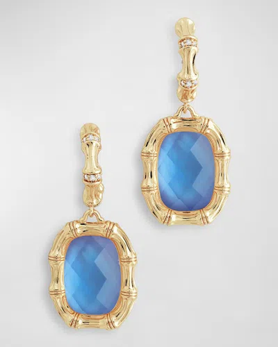 Anabel Aram Jewelry Bamboo With Stone Drop Earrings In Swiss Blue
