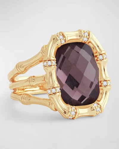 Anabel Aram Jewelry Bamboo With Stone Ring In Amethyst