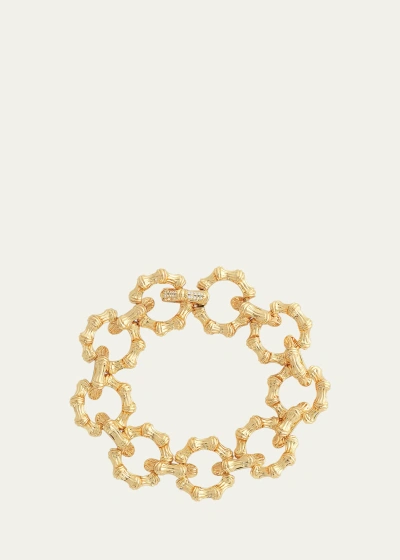 Anabel Aram Jewelry Cubic Zirconia Bamboo Chain Bracelet In Gold
