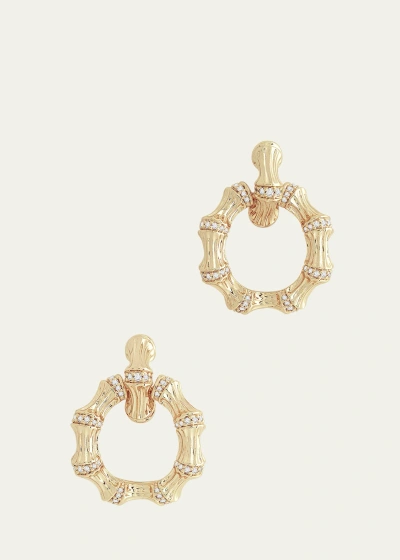 Anabel Aram Jewelry Cubic Zirconia Bamboo Double Hoop Earrings In Gold
